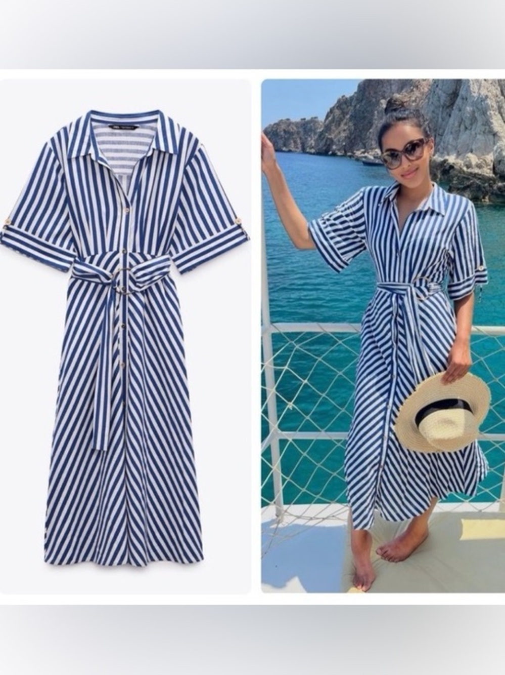 NWT | ZARA DRESS | LINEN BLEND - Belt not included